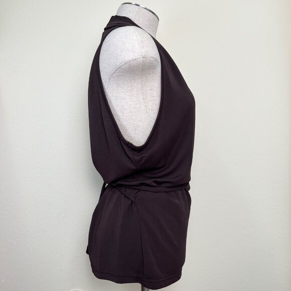 INC International Concepts Brown Faux Wrap Halter Tank Top with Ties Size Large - Picture 3 of 7